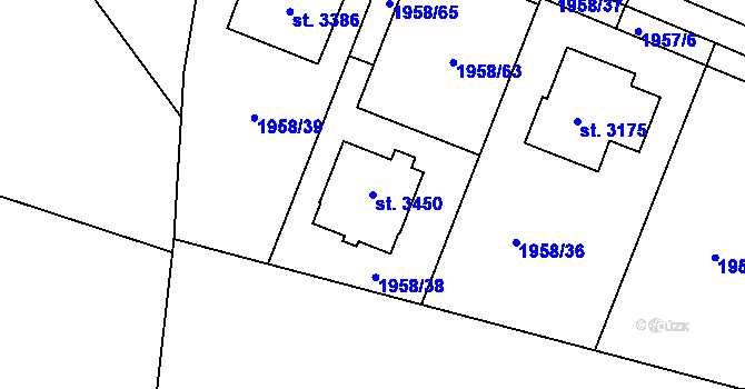Parcela st. 3450 v KÚ Milevsko, Katastrální mapa