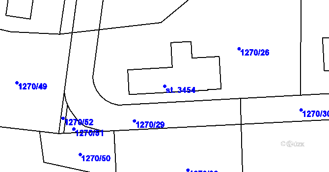 Parcela st. 3454 v KÚ Milevsko, Katastrální mapa