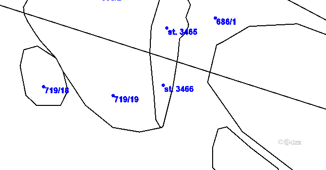 Parcela st. 3466 v KÚ Milevsko, Katastrální mapa