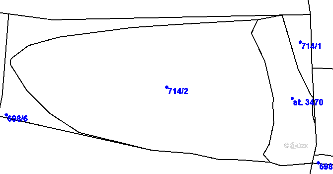 Parcela st. 714/2 v KÚ Milevsko, Katastrální mapa