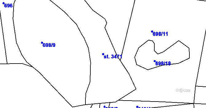 Parcela st. 3471 v KÚ Milevsko, Katastrální mapa