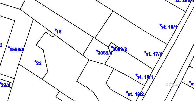 Parcela st. 3089/1 v KÚ Milevsko, Katastrální mapa