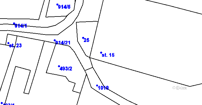 Parcela st. 15 v KÚ Rukáveč, Katastrální mapa