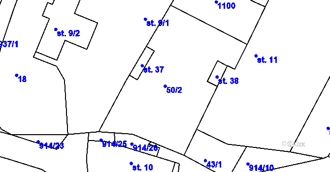 Parcela st. 50/2 v KÚ Rukáveč, Katastrální mapa