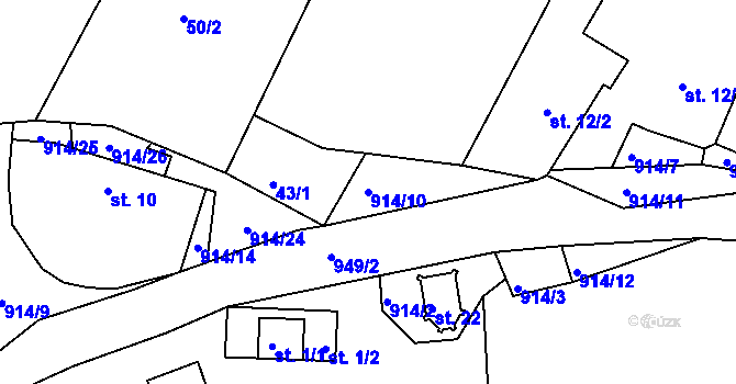 Parcela st. 914/10 v KÚ Rukáveč, Katastrální mapa