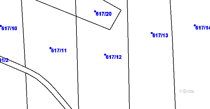 Parcela st. 617/12 v KÚ Rukáveč, Katastrální mapa