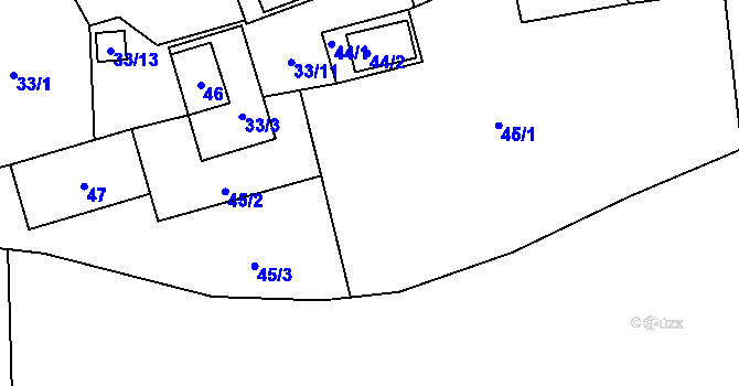 Parcela st. 45 v KÚ Dolní Částkov, Katastrální mapa
