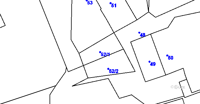 Parcela st. 52/1 v KÚ Dolní Částkov, Katastrální mapa