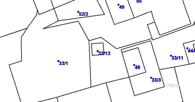 Parcela st. 33/13 v KÚ Dolní Částkov, Katastrální mapa