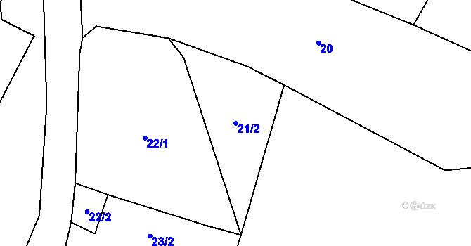 Parcela st. 21/2 v KÚ Horka u Milhostova, Katastrální mapa