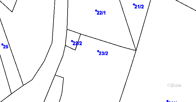 Parcela st. 23/2 v KÚ Horka u Milhostova, Katastrální mapa