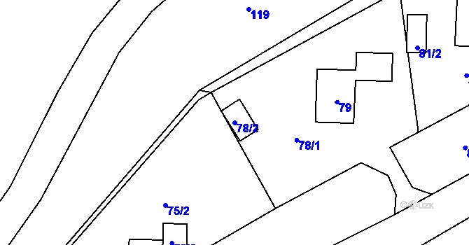 Parcela st. 78/2 v KÚ Horka u Milhostova, Katastrální mapa