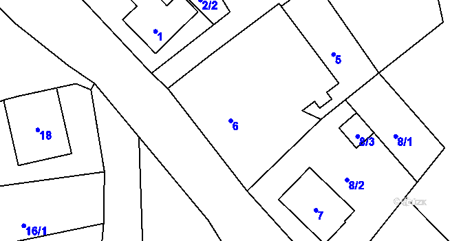 Parcela st. 6 v KÚ Milhostov, Katastrální mapa