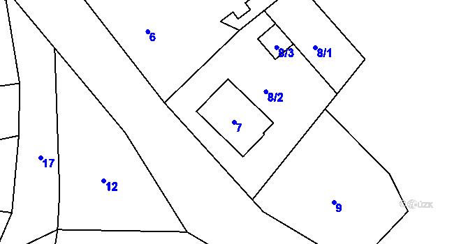 Parcela st. 7 v KÚ Milhostov, Katastrální mapa