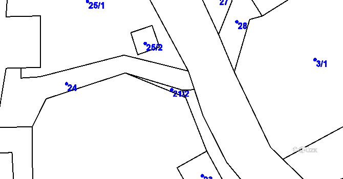 Parcela st. 21/2 v KÚ Milhostov, Katastrální mapa