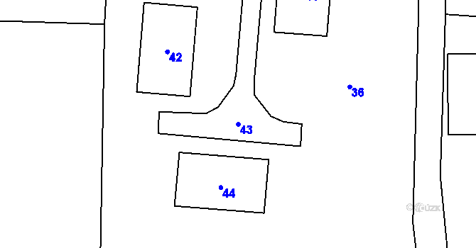 Parcela st. 43 v KÚ Milhostov, Katastrální mapa