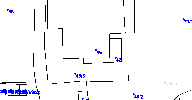 Parcela st. 46 v KÚ Milhostov, Katastrální mapa