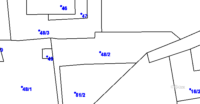 Parcela st. 48/2 v KÚ Milhostov, Katastrální mapa