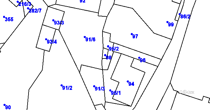 Parcela st. 98 v KÚ Milhostov, Katastrální mapa