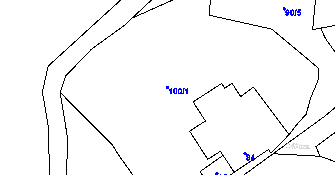 Parcela st. 100/1 v KÚ Milhostov, Katastrální mapa