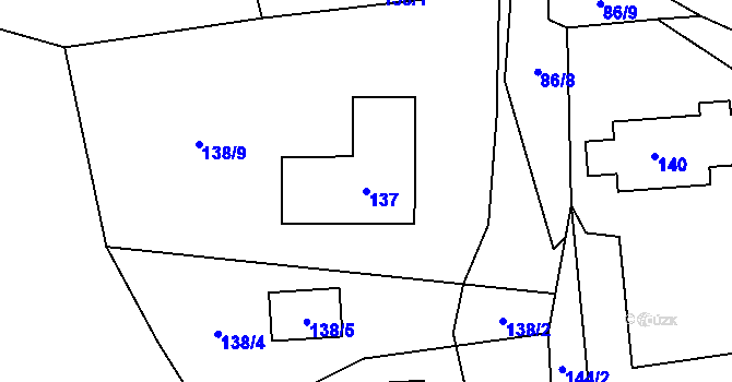 Parcela st. 137 v KÚ Milhostov, Katastrální mapa