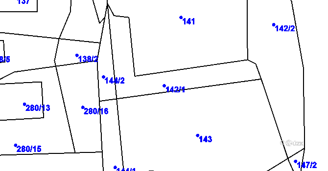 Parcela st. 142/1 v KÚ Milhostov, Katastrální mapa