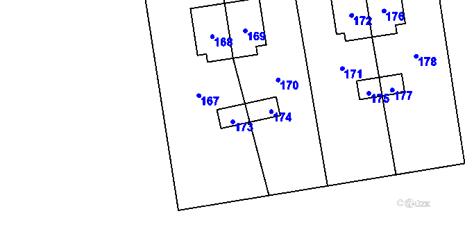 Parcela st. 173 v KÚ Milhostov, Katastrální mapa