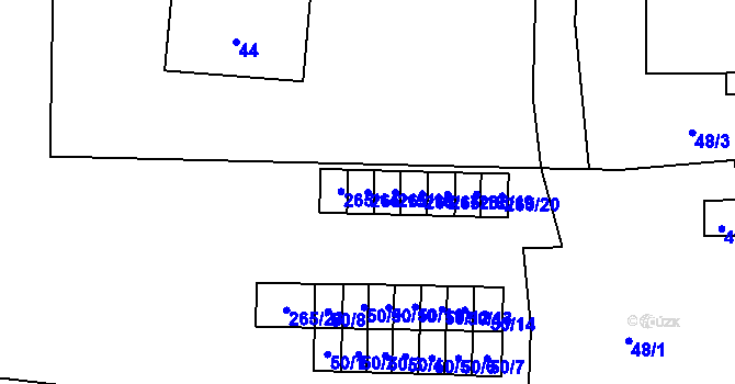 Parcela st. 265/15 v KÚ Milhostov, Katastrální mapa