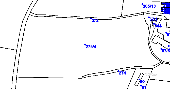 Parcela st. 275/4 v KÚ Milhostov, Katastrální mapa