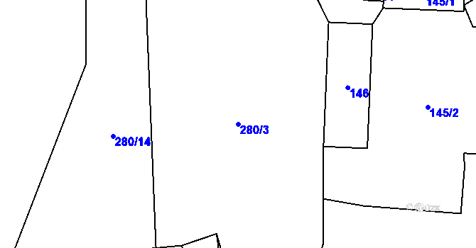 Parcela st. 280/3 v KÚ Milhostov, Katastrální mapa