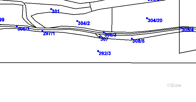 Parcela st. 292/3 v KÚ Milhostov, Katastrální mapa