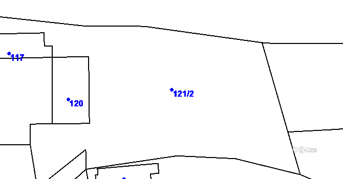 Parcela st. 121/2 v KÚ Milhostov, Katastrální mapa
