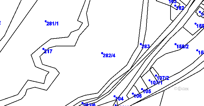 Parcela st. 282/4 v KÚ Milhostov, Katastrální mapa