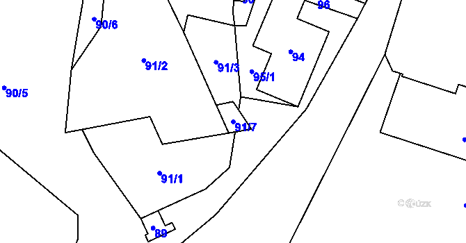 Parcela st. 91/7 v KÚ Milhostov, Katastrální mapa