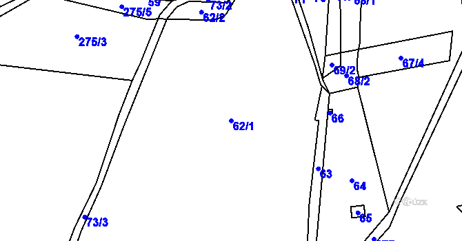 Parcela st. 62/1 v KÚ Milhostov, Katastrální mapa