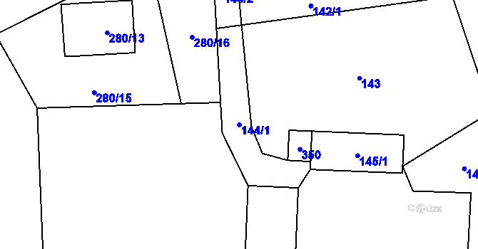 Parcela st. 144/1 v KÚ Milhostov, Katastrální mapa