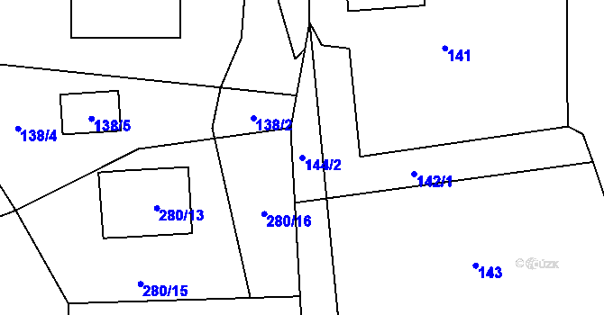 Parcela st. 144/2 v KÚ Milhostov, Katastrální mapa