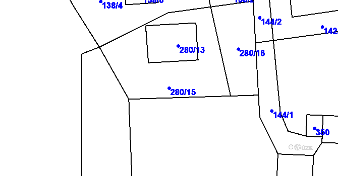 Parcela st. 280/15 v KÚ Milhostov, Katastrální mapa