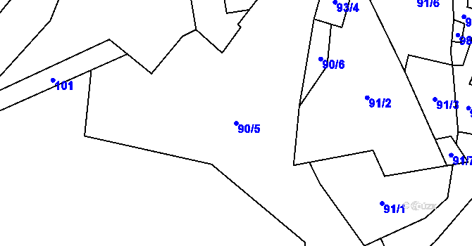 Parcela st. 90/5 v KÚ Milhostov, Katastrální mapa