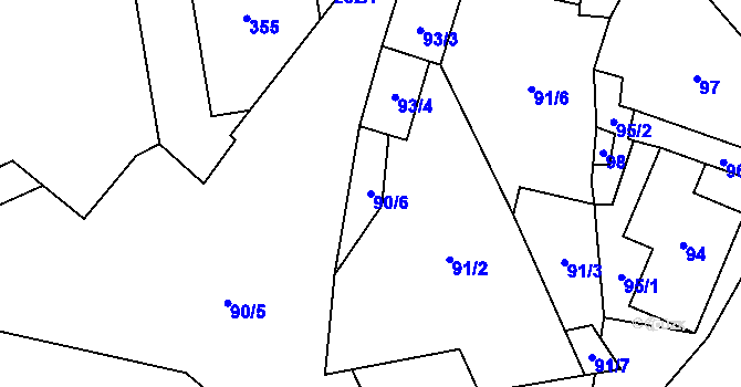 Parcela st. 90/6 v KÚ Milhostov, Katastrální mapa