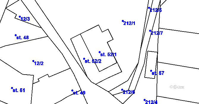 Parcela st. 52/1 v KÚ Malovice u Miličína, Katastrální mapa