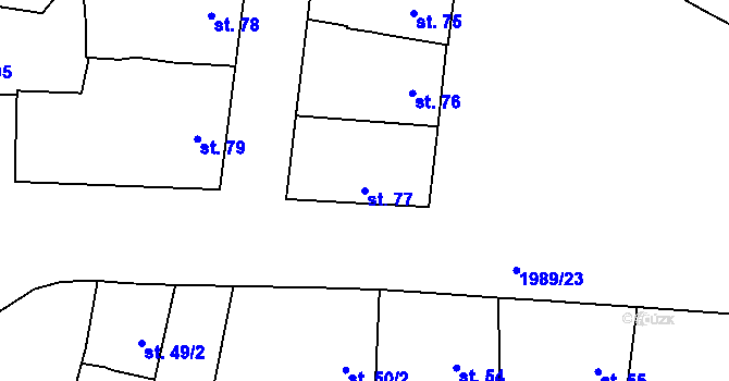 Parcela st. 77 v KÚ Miličín, Katastrální mapa
