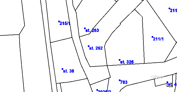 Parcela st. 262 v KÚ Miličín, Katastrální mapa