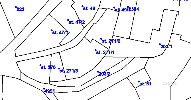 Parcela st. 271/1 v KÚ Miličín, Katastrální mapa