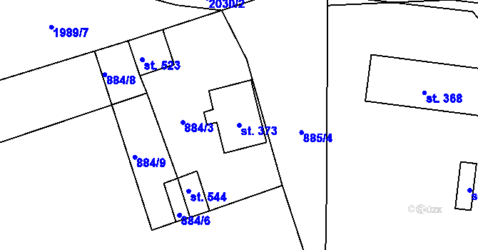 Parcela st. 373 v KÚ Miličín, Katastrální mapa