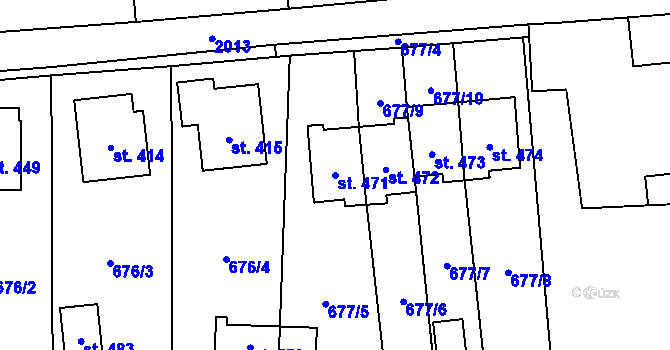 Parcela st. 471 v KÚ Miličín, Katastrální mapa