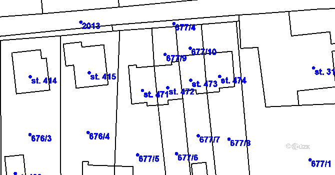 Parcela st. 472 v KÚ Miličín, Katastrální mapa