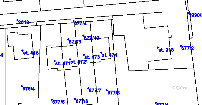 Parcela st. 474 v KÚ Miličín, Katastrální mapa