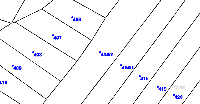 Parcela st. 414/2 v KÚ Miličín, Katastrální mapa