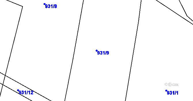 Parcela st. 931/9 v KÚ Miličín, Katastrální mapa